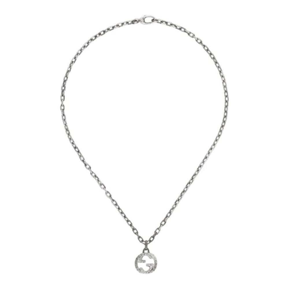 Gucci Textured Interlocking G Pendant Necklace men's women's unisex accessories.